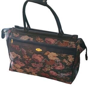 Vintage Concourse Poppins Style Floral Tapestry large carry bag suitcase Luggage